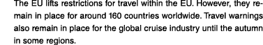 The EU lifts restrictions for travel within the EU  However, they remain in place for around 160 countries worldwide    