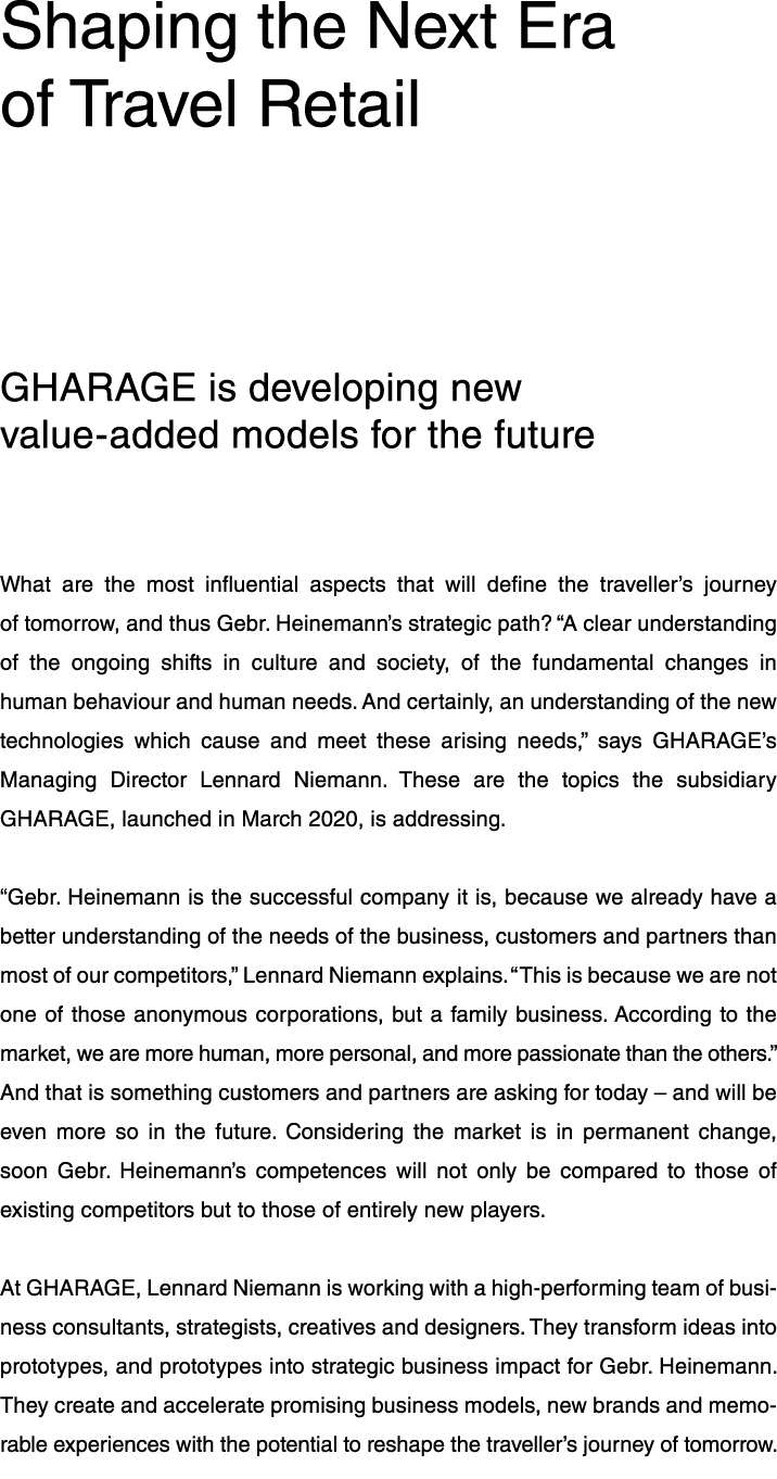 Shaping the Next Era of Travel Retail GHARAGE is developing new value-added models for the future What are the most i   