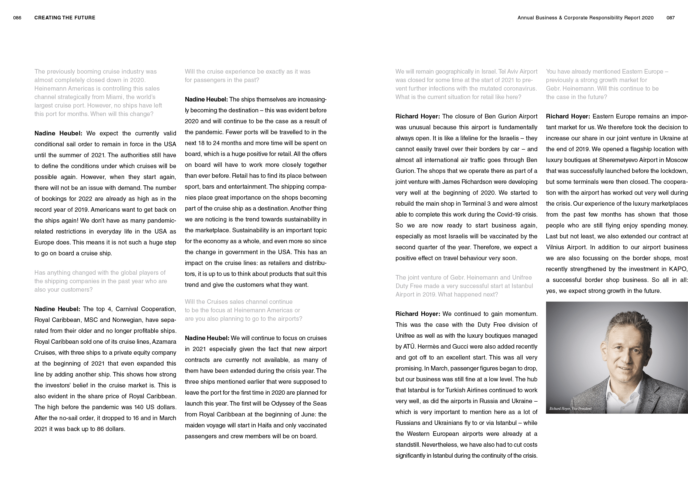 Creating the future, Annual Business & Corporate Responsibility Report 2020,086,087,Richard Hoyer, Vice President,The   